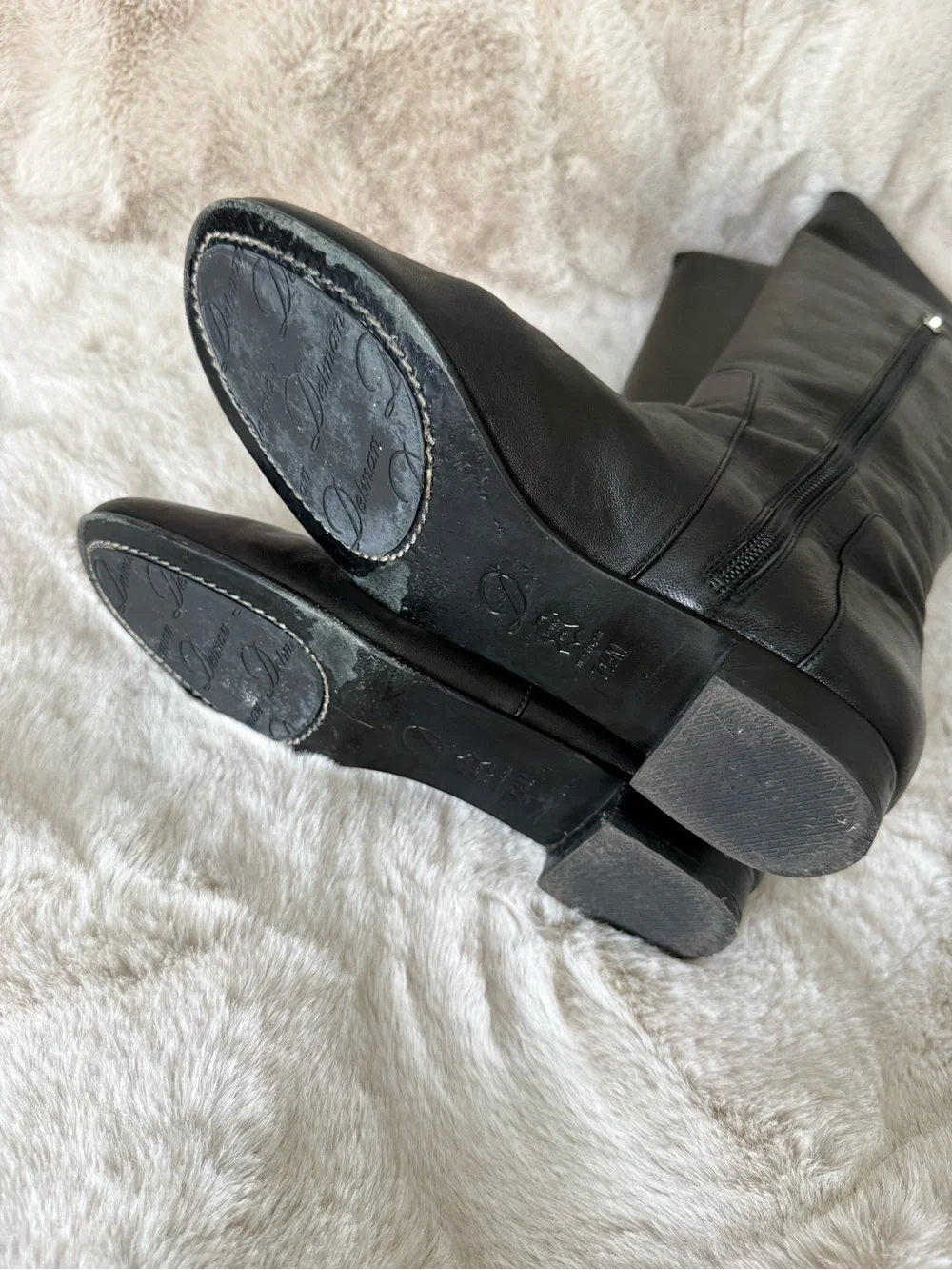 Worn once! Delman Black Nappa Leather Knee Hight Boots 7,5